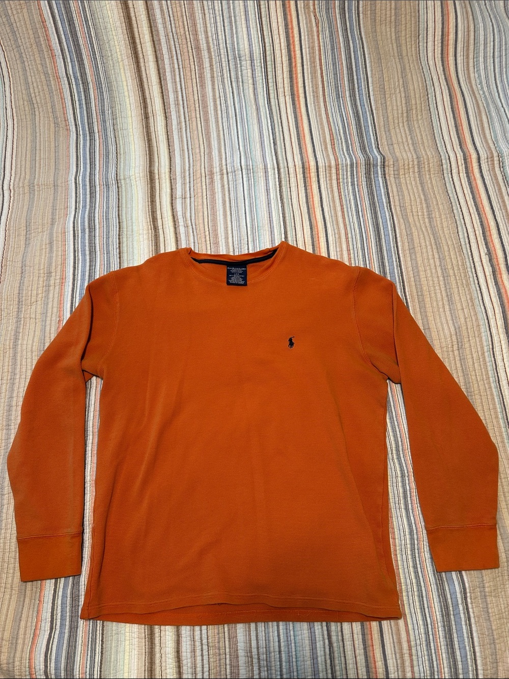 Polo by Ralph Lauren Orange Long-Sleeve waffle knit Crewneck Sweatshirt